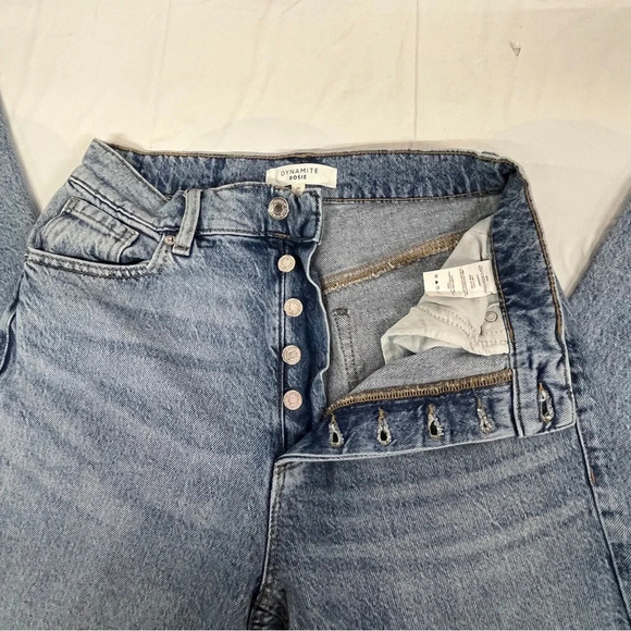 The Rosie button fly light wash distress leg holes dynamite size 28 jeans - Picture 6 of 10